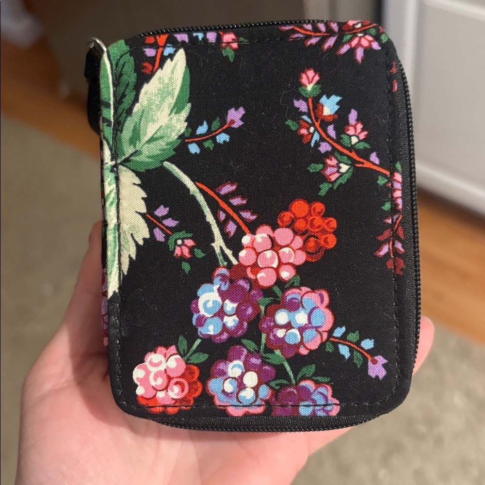Vera Bradley Black Floral Travel Medicine Container